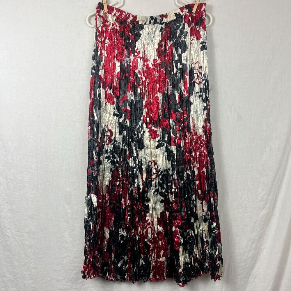 NEW Vintage Y2K Satin Crinkle Broomstickβ Maxi Skirt Womens L Whimsygoth Witchy